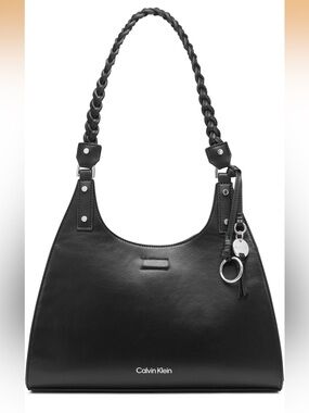 Calvin Klein Black Braided-Handle Shoulder Bag